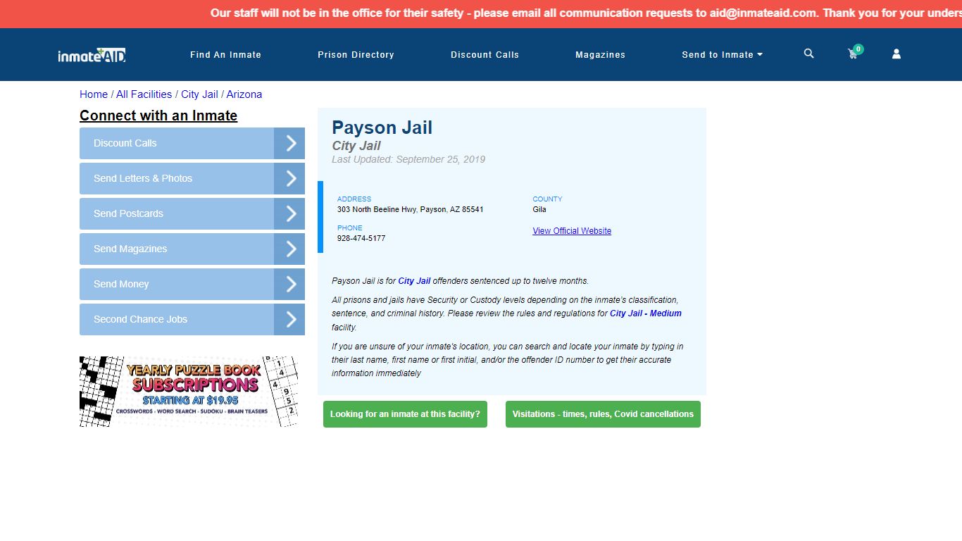 Payson Jail | Inmate Locator