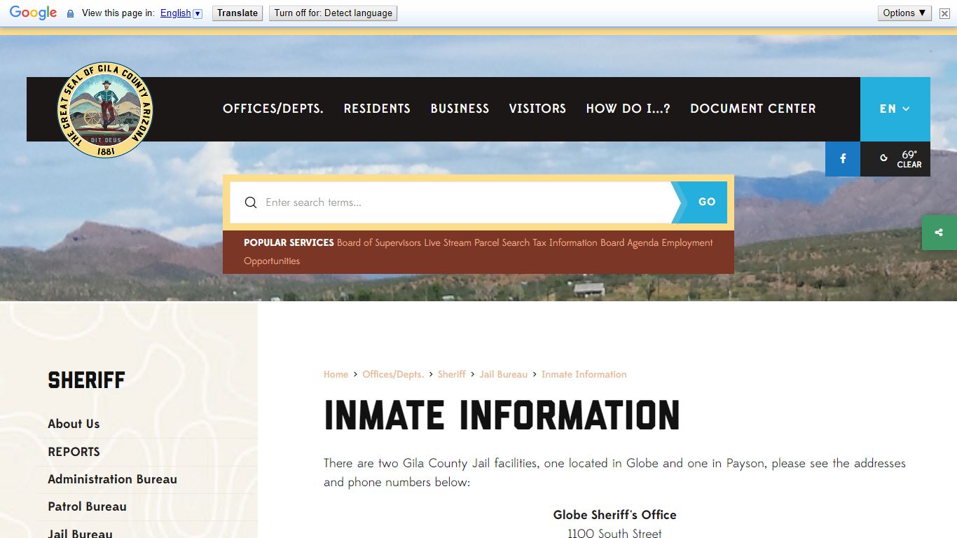 Inmate Information - Welcome to Gila County Arizona