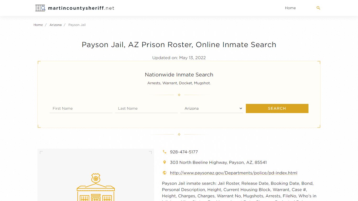 Payson Jail, AZ Prison Roster, Online Inmate Search ...