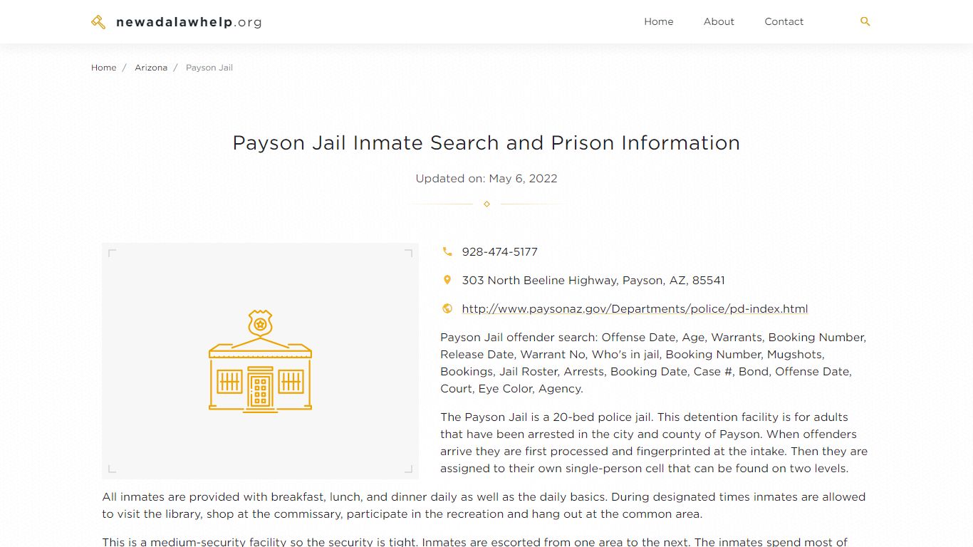 Payson Jail Inmate Search, Visitation, Phone no. & Mailing ...